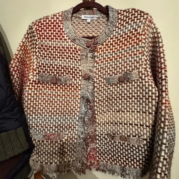 Veronica Beard Brown and Cream Knit Cardigan size M - Picture 7 of 7